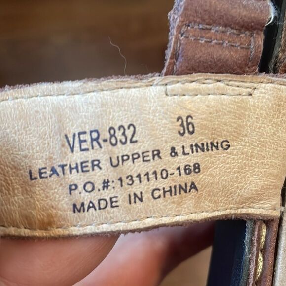 Alegria
by PG Lite brown leather Velcro strap sandals with bronze details on top - Picture 8 of 9